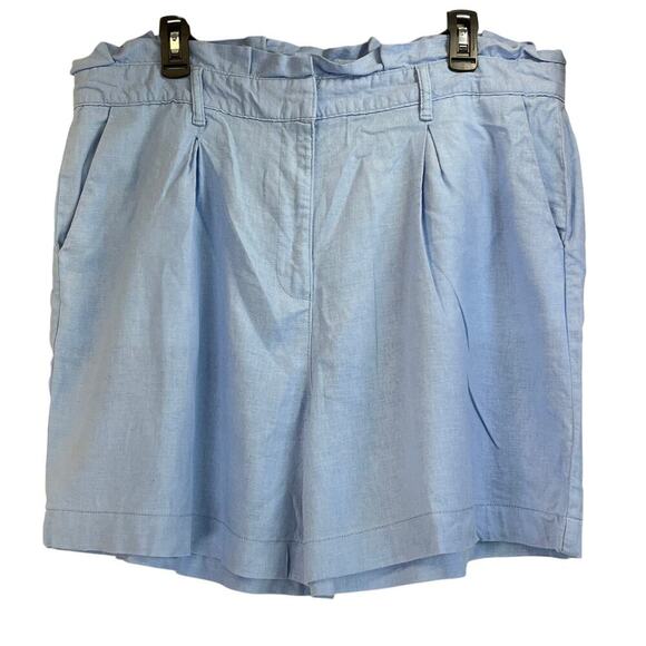Crown & Ivy Womens 16 Light Blue Linen Blend Pockets Summer Casual Shorts - Picture 1 of 8
